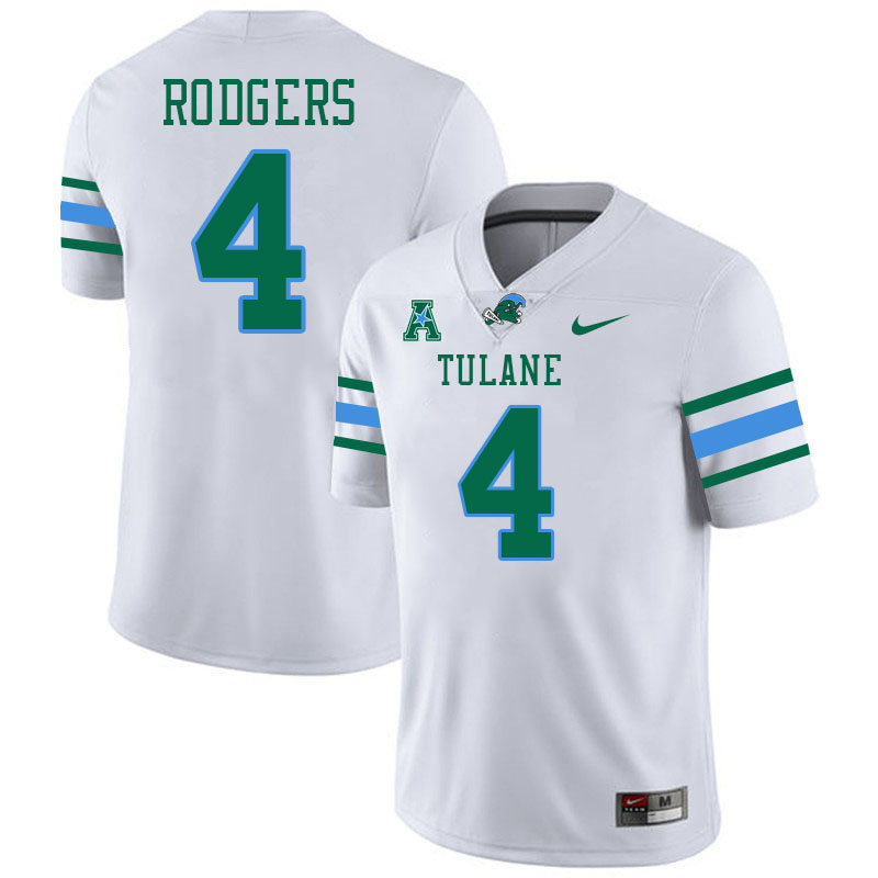 #4 Chris Rodgers Tulane Green Wave Jersey College Football Uniforms,Apparels Stitched-White